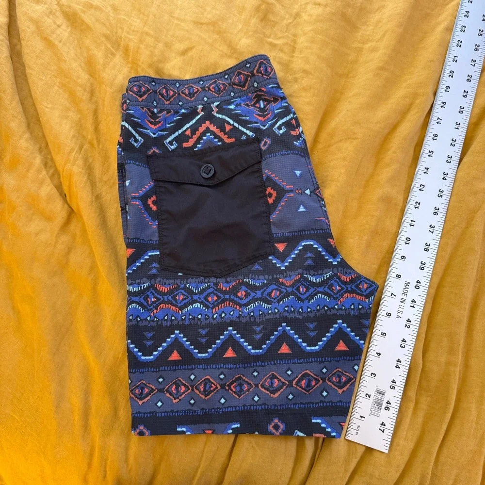 Billabong Adventure Division Mens Geometric Ripstop Board Shorts Blue Orange M